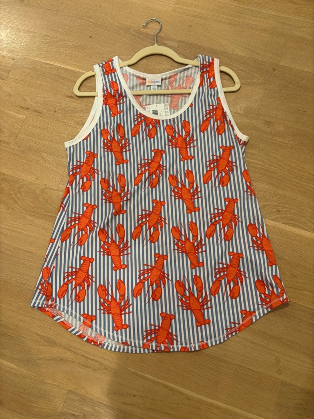 LuLaRoe NWT Lobster Print Striped Tank Top - Orange & Blue